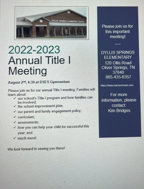 Title 1 Meeting Flyer