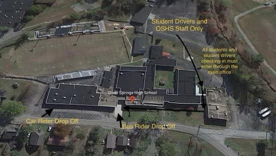 Aerial View of OSHS designating drop offs