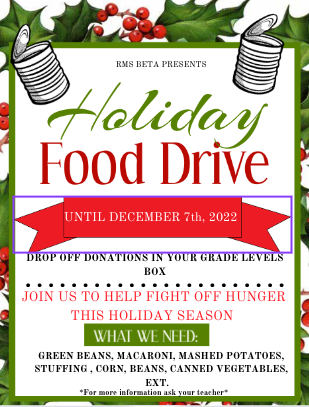 RMS Beta Holiday Food Drive