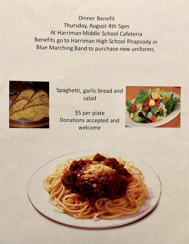 flyer with pictures of bread salad and spaghetti