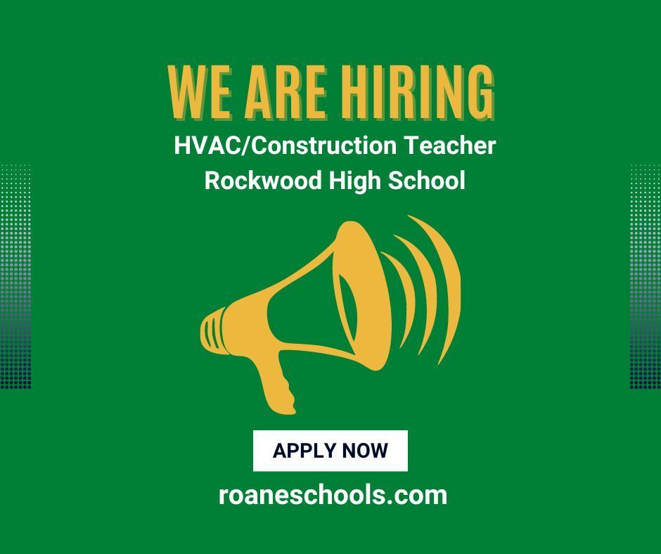 green background with we are hiring HVAC teacher