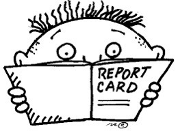 boy looking at report card