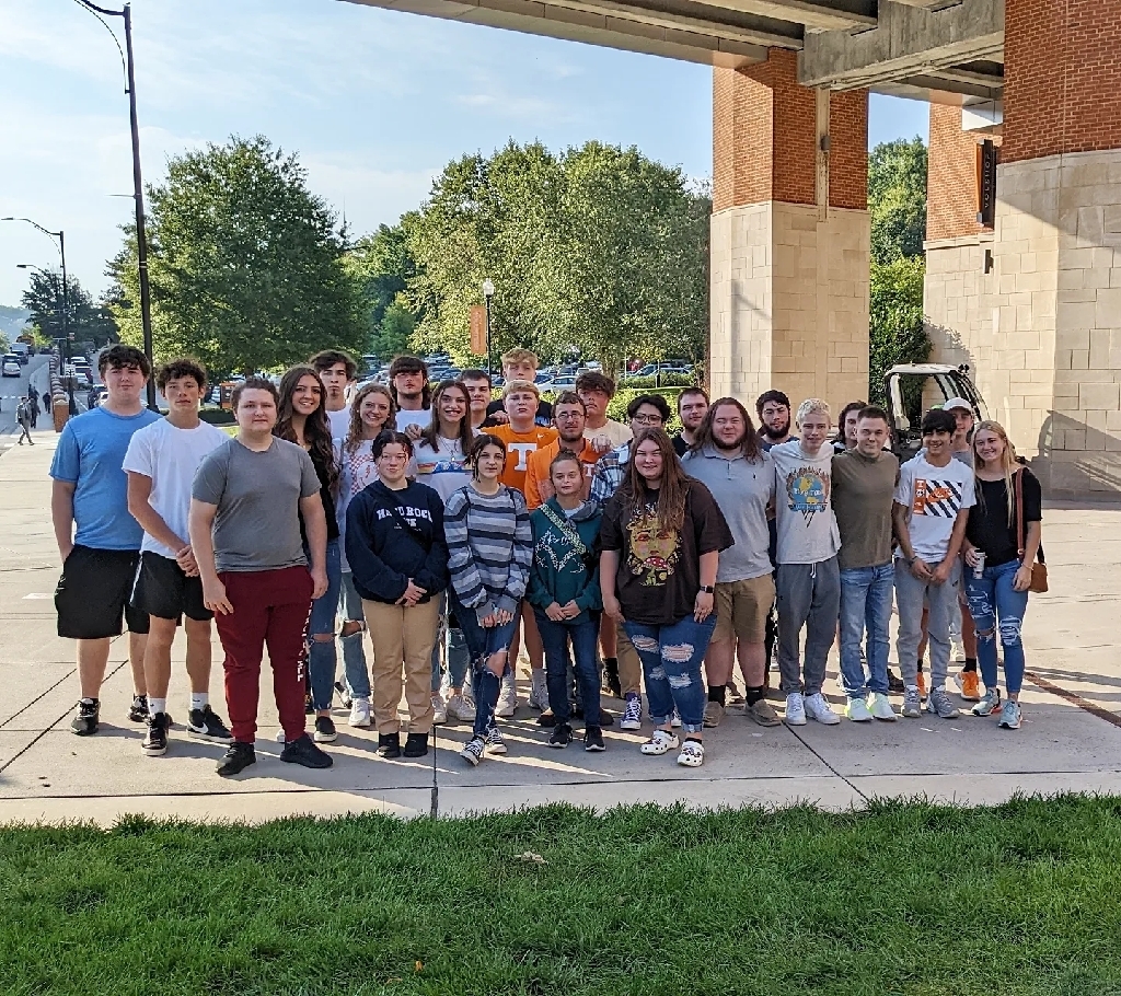 group of 30 seniors standing outside the University of Tennessee 