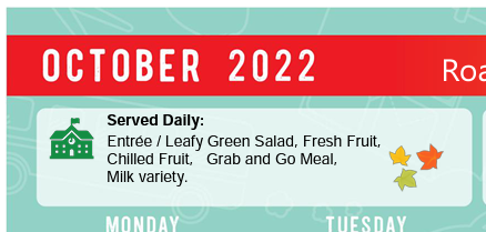 October 2022 lunch menu