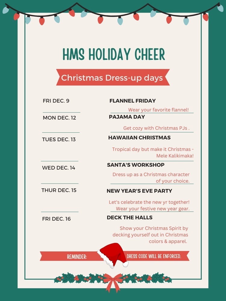 holly ribbon border dress up day schedule