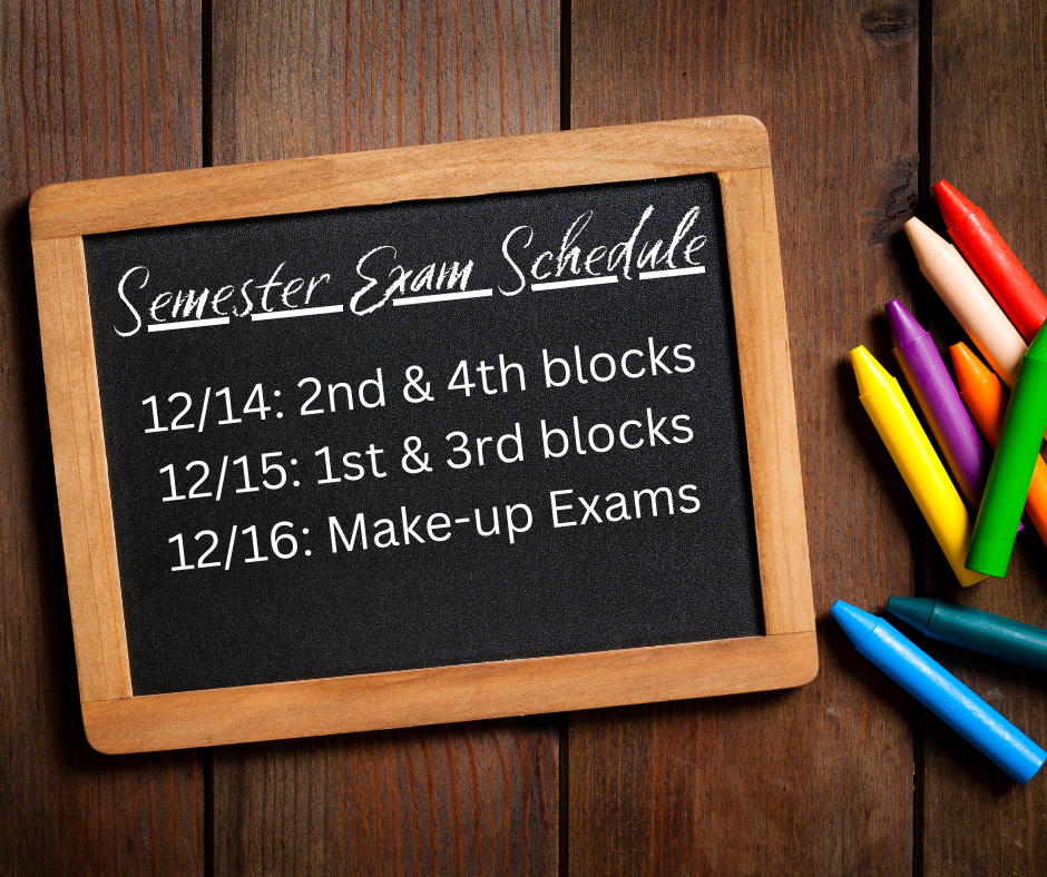 picture of chalk board with exam schedule