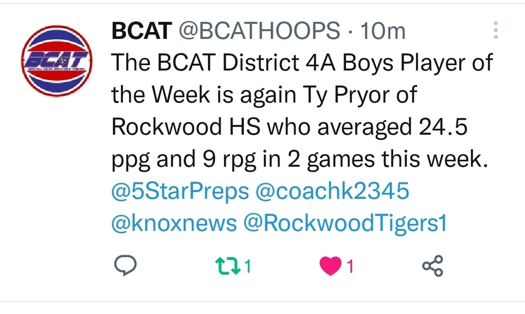 BCAT Player of the Week 