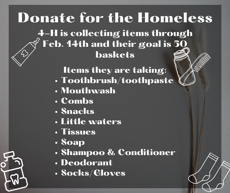 gray background with list of items to donate