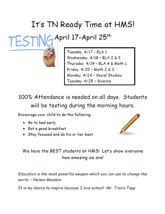 testing schedule
