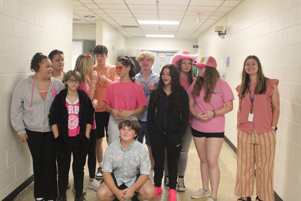 students dressed up in pink