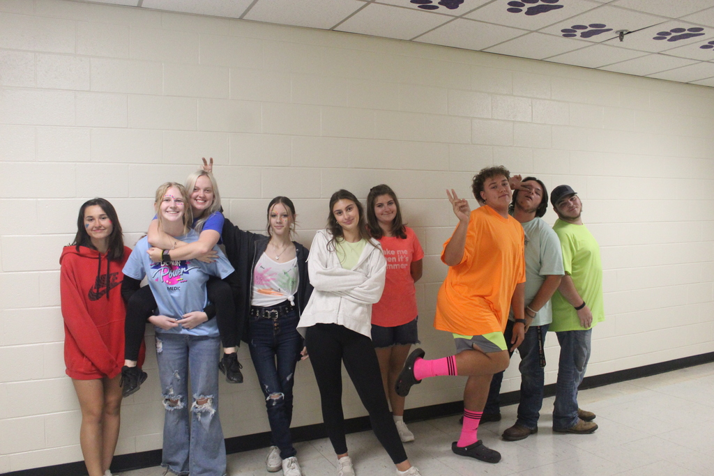 students dressed in neon