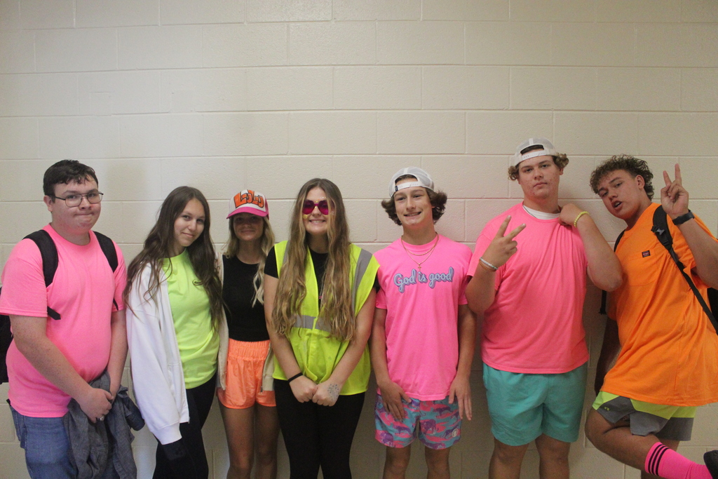 students dressed in neon